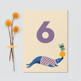 Postkarte Geburtstagstiere "6"