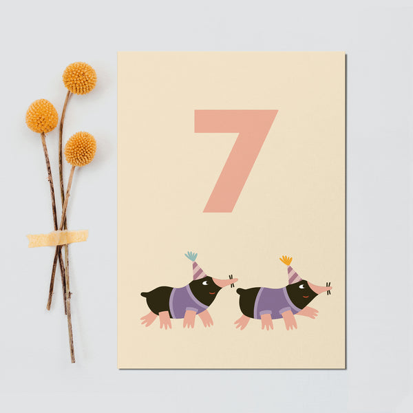 Postkarte Geburtstagstiere "7"