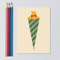 Postkarte "Schultüte grün"